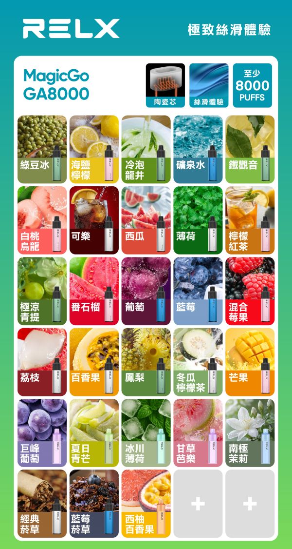RELX8000口拋棄式電子煙  一次性電子菸  線上購買